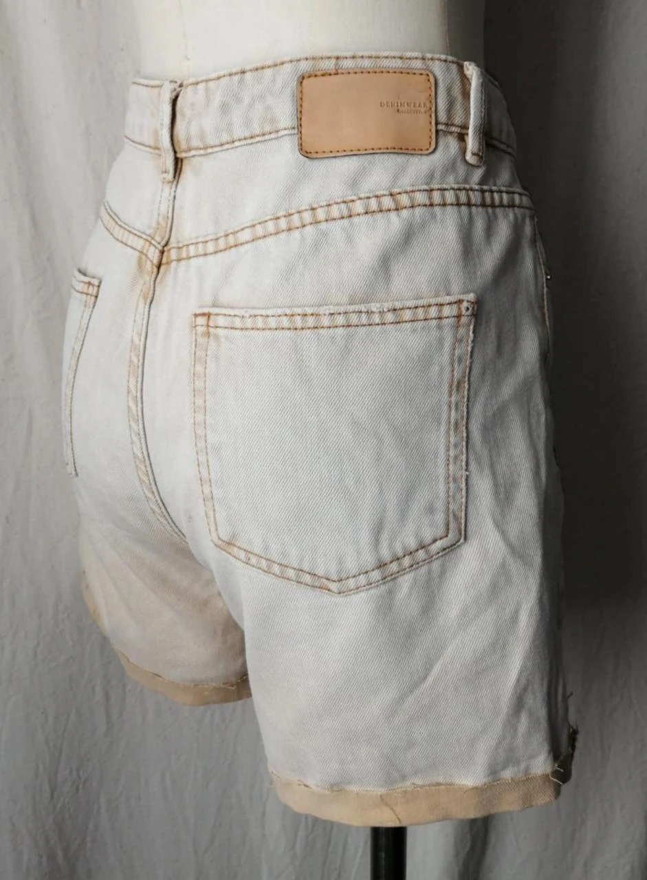 Shorts jeans de cintura alta com lavagem pêssego modelo vintage Marcel "Promod" – photo 6